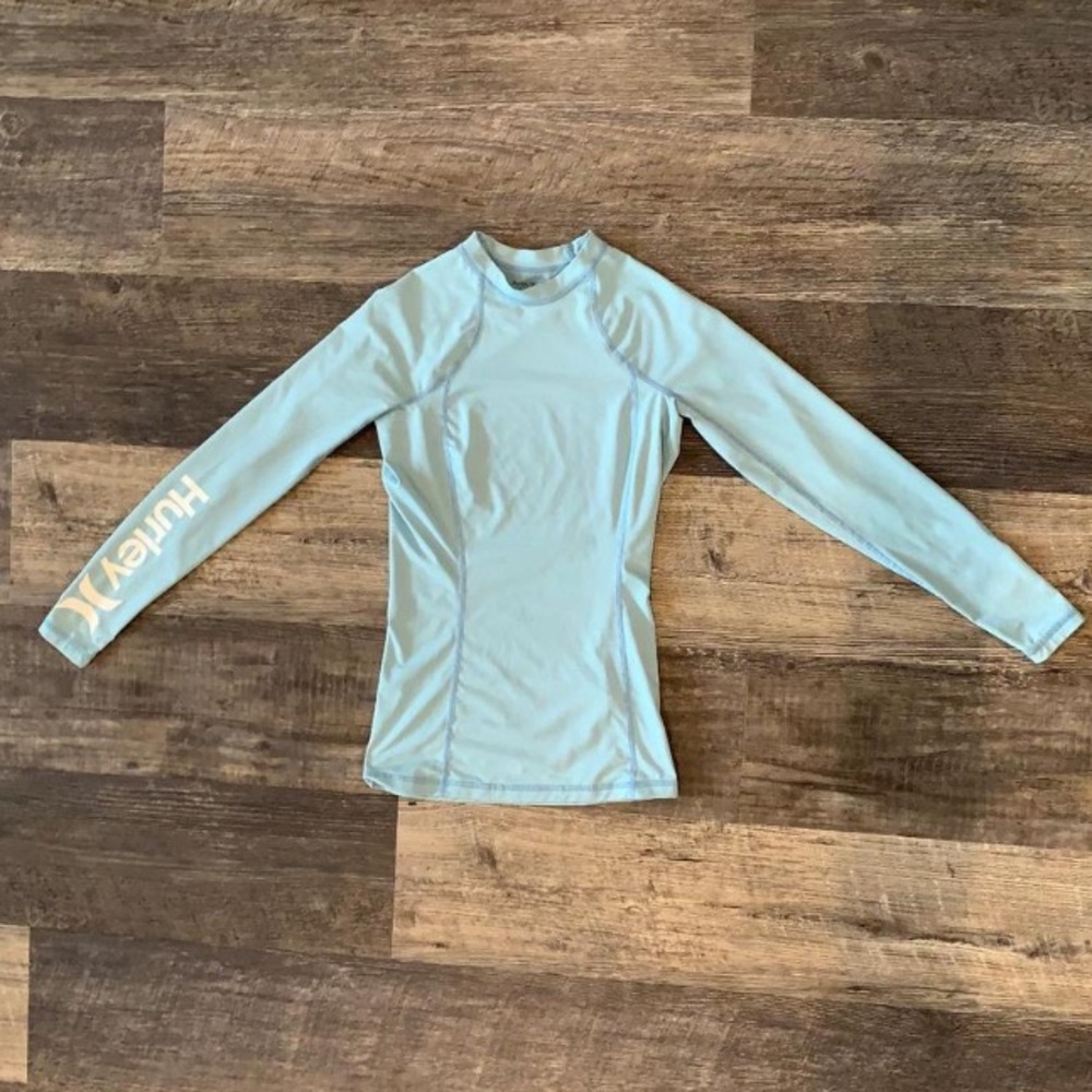 xs blue hurley rash-guard/ swim shirt